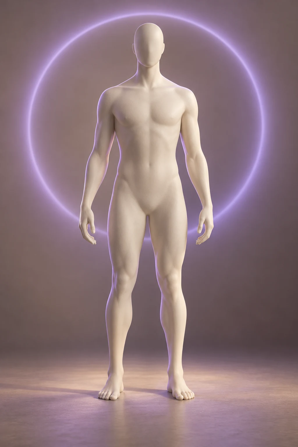 Front view of a decorative human sculpture